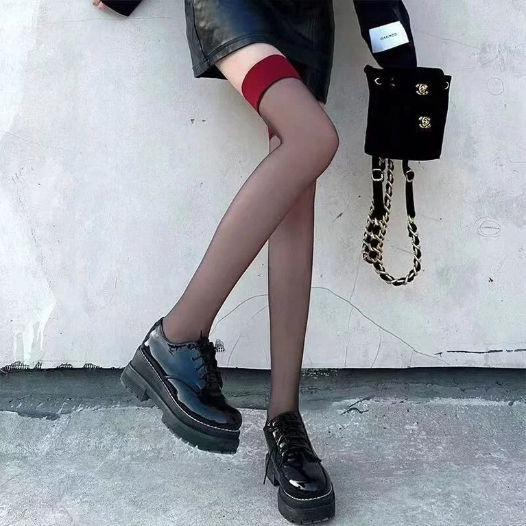 Women Over The Knee Lace Thigh High Socks Transparent Hosiery