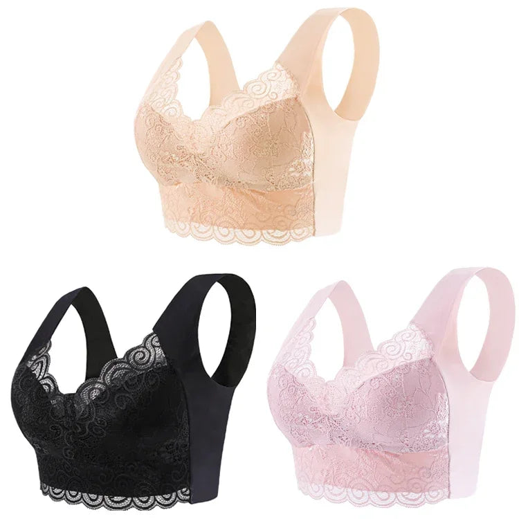 Ice Silk Seamless Lace Bralette | Wire-Free Vest Support