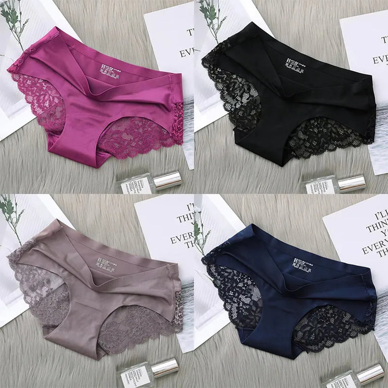 Silk-Satin Lace Briefs | Sexy Seamless Plus Size Lingerie