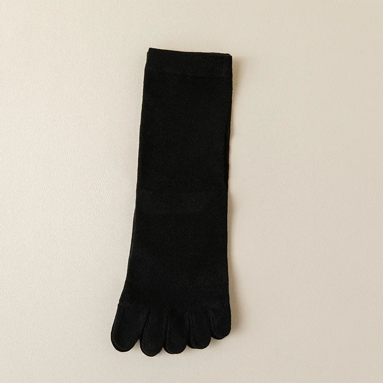 Women Cotton Five Toe Breathable Middle Tube Casual Socks