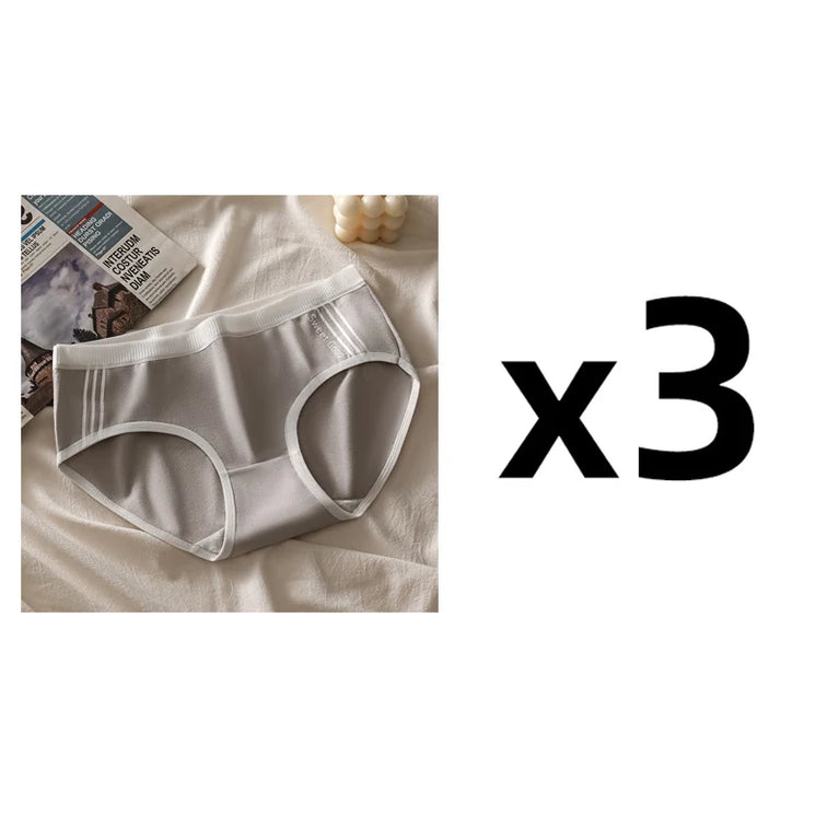 3pc Sporty Low-Rise Briefs | Breathable Letter-Print Panties