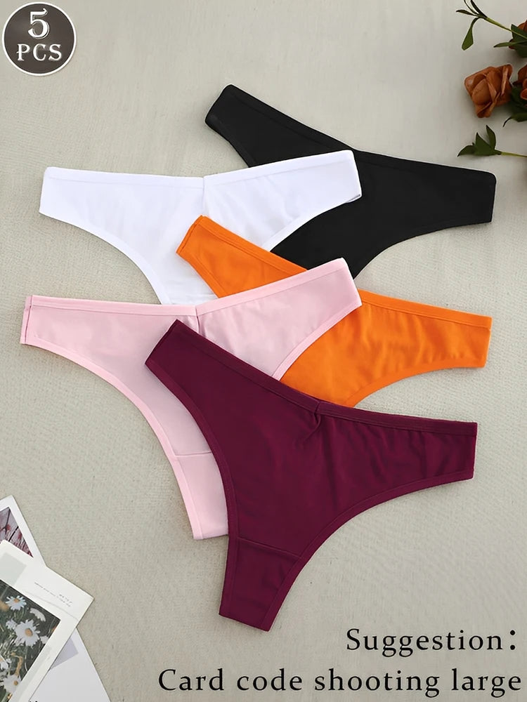 Comfort Cotton G-Strings (5-Pack) – Low-Rise Breathable T-Back Thongs