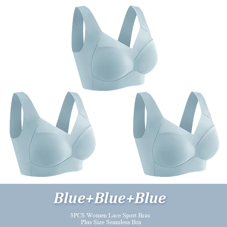 Seamless Lace Sport Bra – Wireless Push-Up Comfort