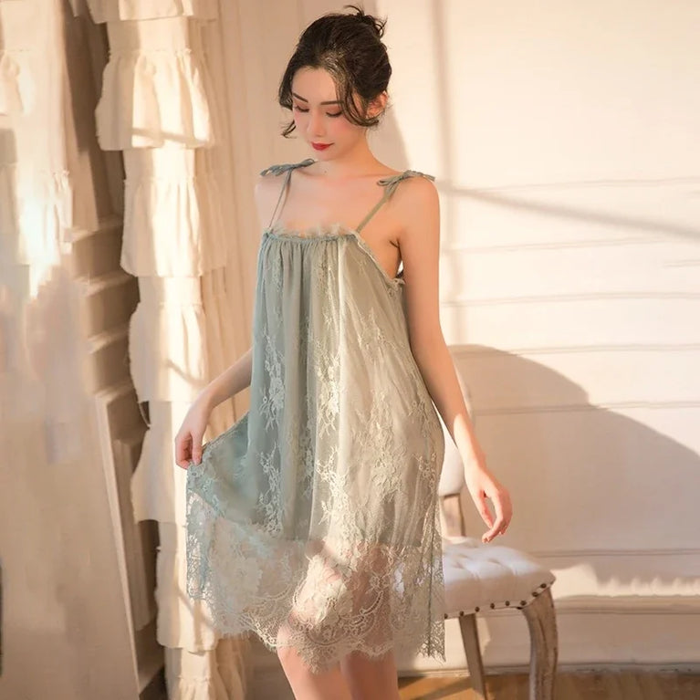 Women’s Lace Sling Nightdress | Sexy Sleeveless Summer Nightgown