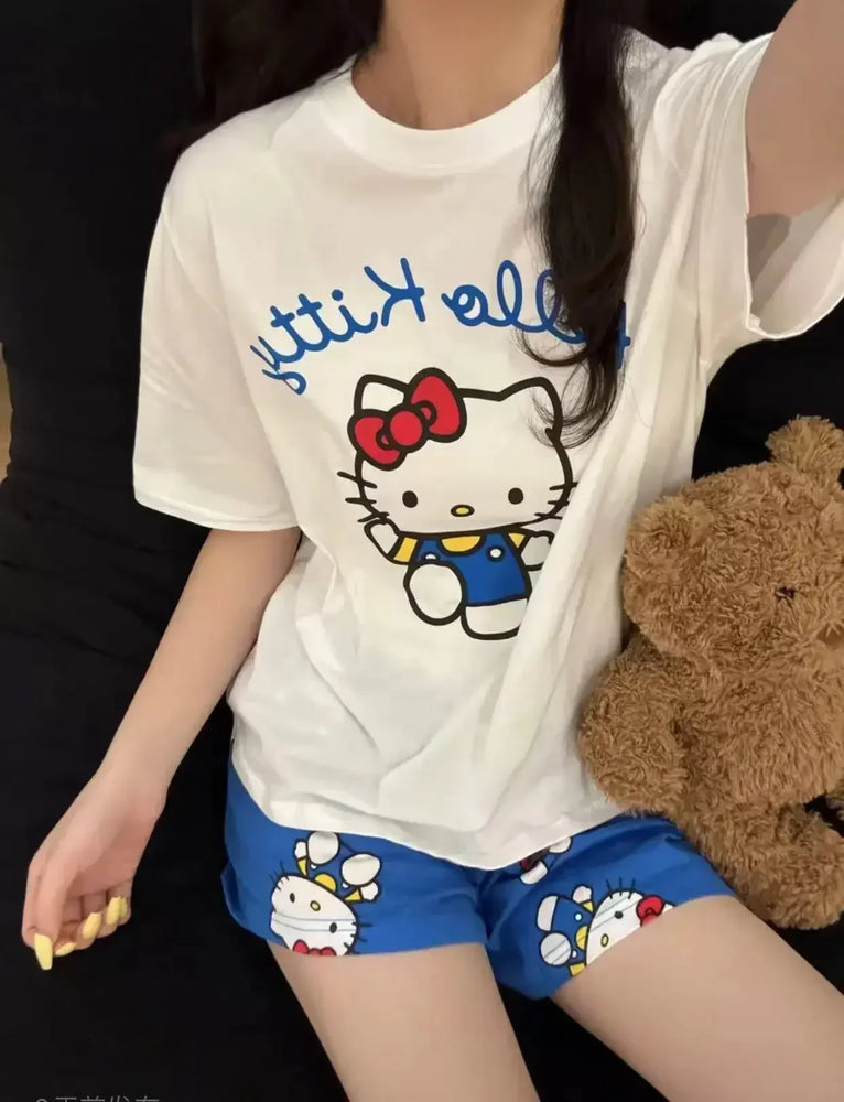 Hello Kitty Summer Pajama Set | Cute Cartoon Short-Sleeve  Specifications