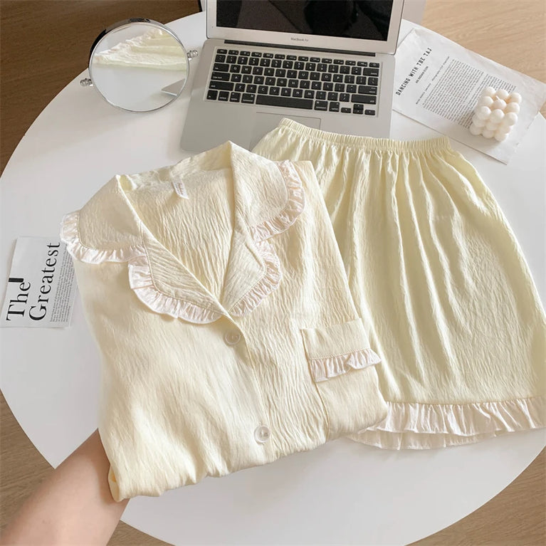 Women’s 3pc Cloud Cotton Loungewear Set | Blue Summer PJs