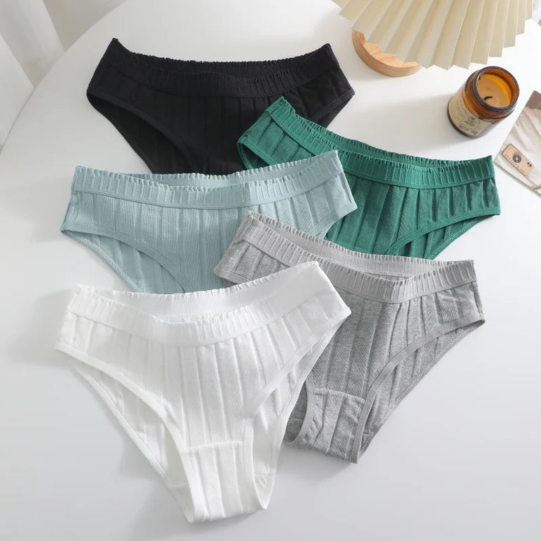 7pc Cotton Briefs | Seamless Mid-Rise Stripe Set