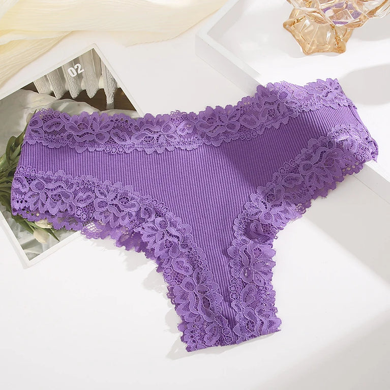 Lace-Trim Cotton Bikini – Low-Rise Comfort Knickers