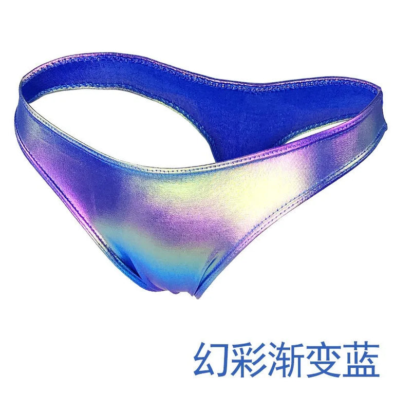 Glossy Gradient Bikini Thongs – Low-Rise Vibrant Swim & Beach G-Strings