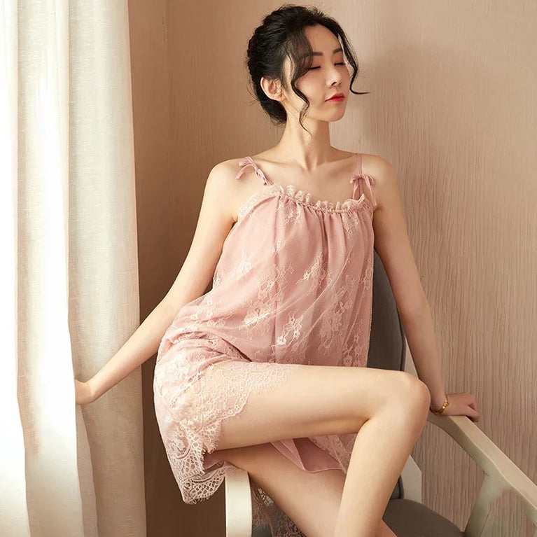 Women’s Lace Sling Nightdress | Sexy Sleeveless Summer Nightgown