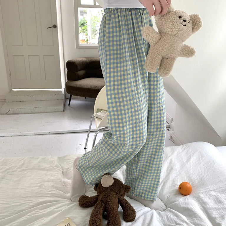 Loose Plaid Pajama Pants | Thin Summer Home Trousers