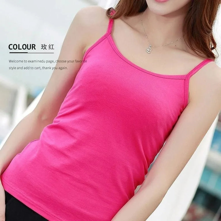 Women's Solid Color Sleeveless Slim Camisole Short Tops Vest