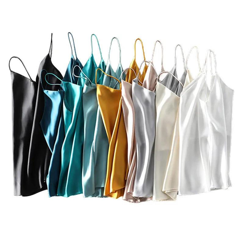 Silk-Satin Summer Camisole | Backless V-Neck Sleeveless Tank