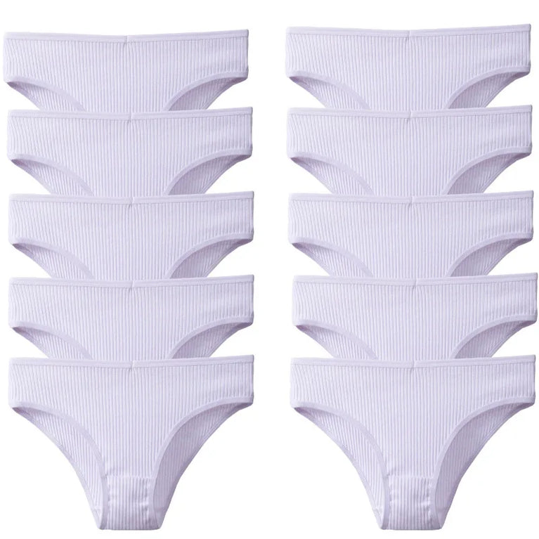 10pc Soft Cotton Briefs | Sexy Breathable Low-Waist Set