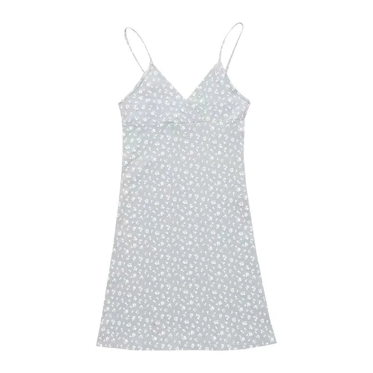 Vintage Floral Slip Dress Sleeveless Bodycon Mini Summer Outfit