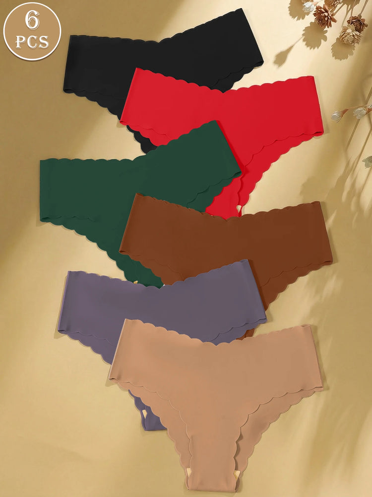6pc Seamless Scalloped Briefs | No-Show Comfort Invisible Set
