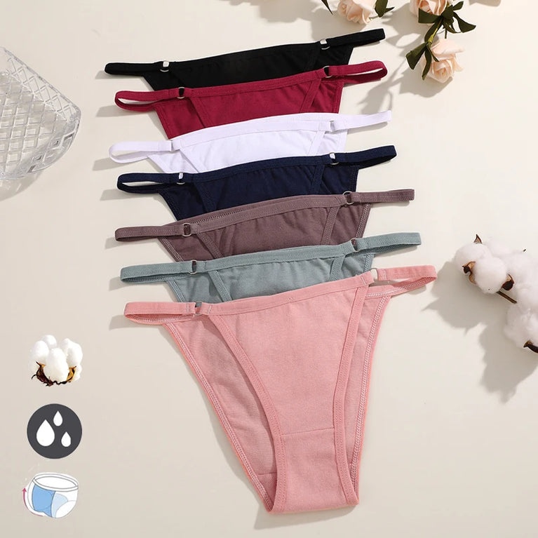 4pc Cotton Briefs | Sexy Metal Ring Low-Waist Set