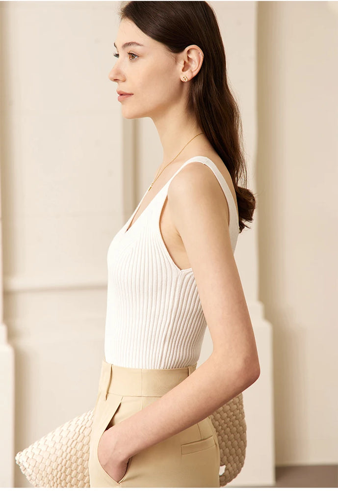 Minimalism V-Neck Knitted Camisole | Office Lady Tank