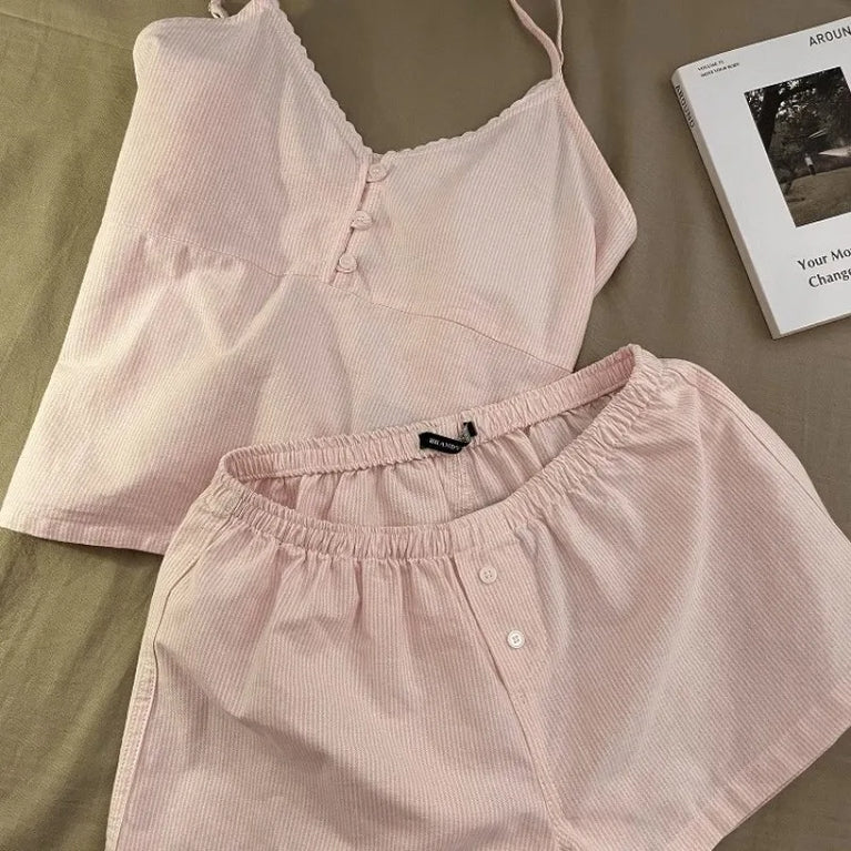 New Cotton Summer Pajama Set | Short Sleeve Home Suit