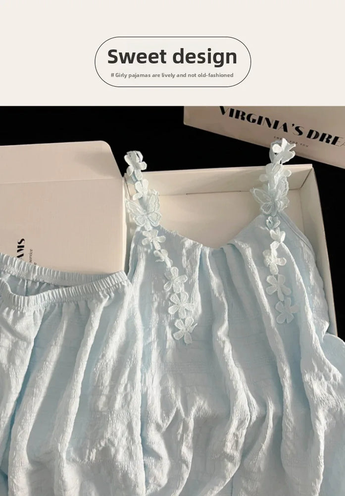 Women’s Sexy V-Neck Pajama Set | Summer Sleeveless Nightwear