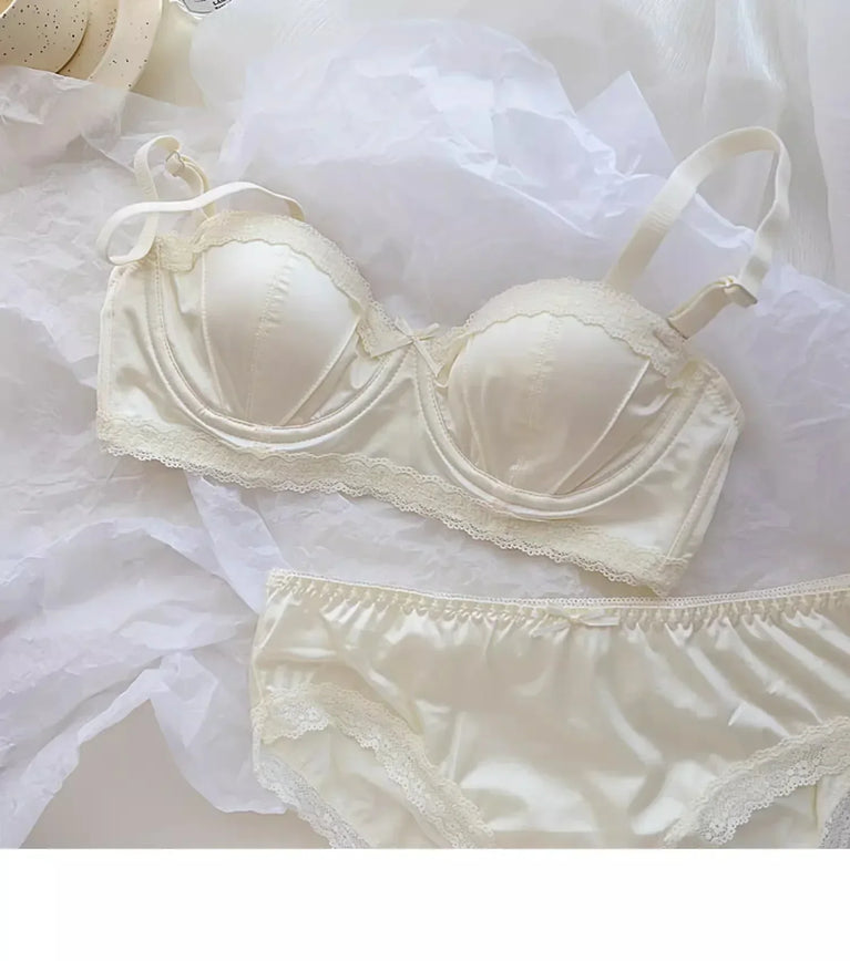 Luxury Satin Deep V Bra | Soft Steel-Free Push-Up Lingerie