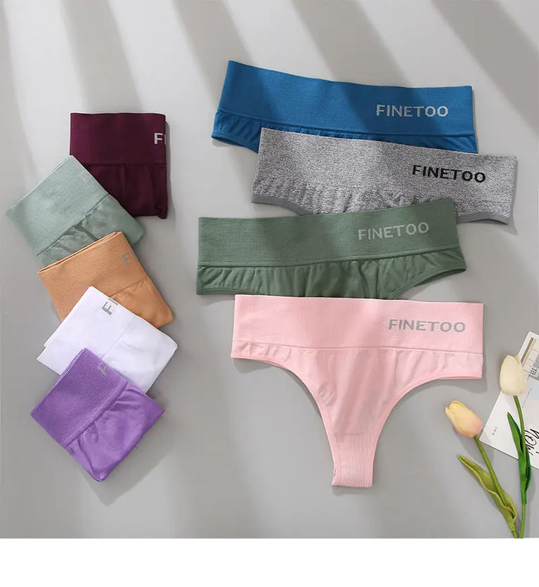 5-Pcs High-Waist Stretchy Thongs – Breathable Seamless G-String Set for Women (M-2XL)