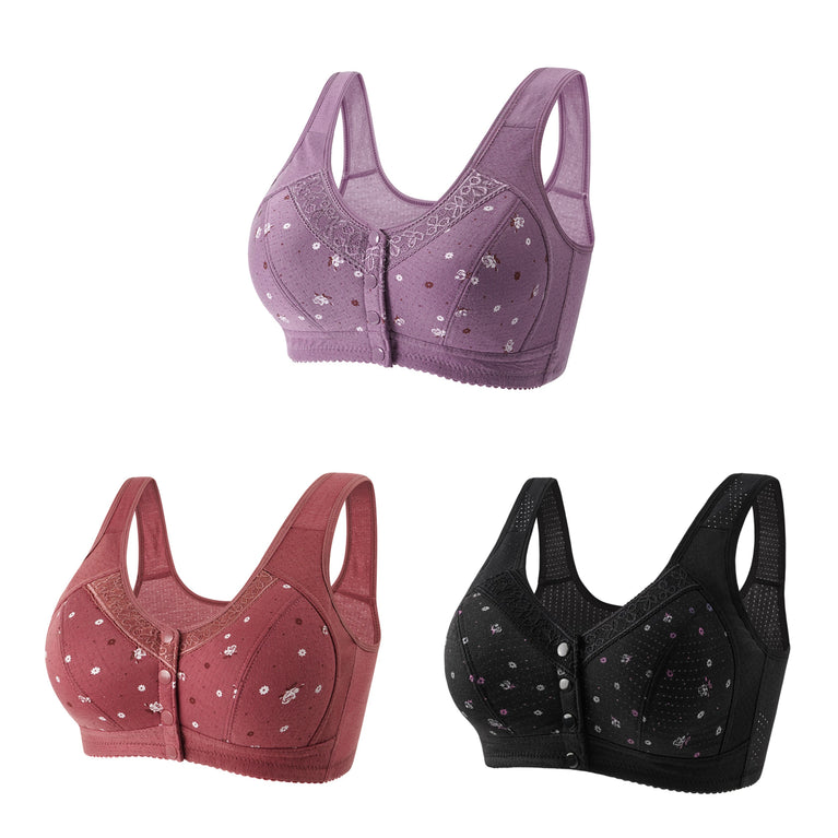 Front-Closure Seamless Bra Set – Wireless Sexy Lace Support