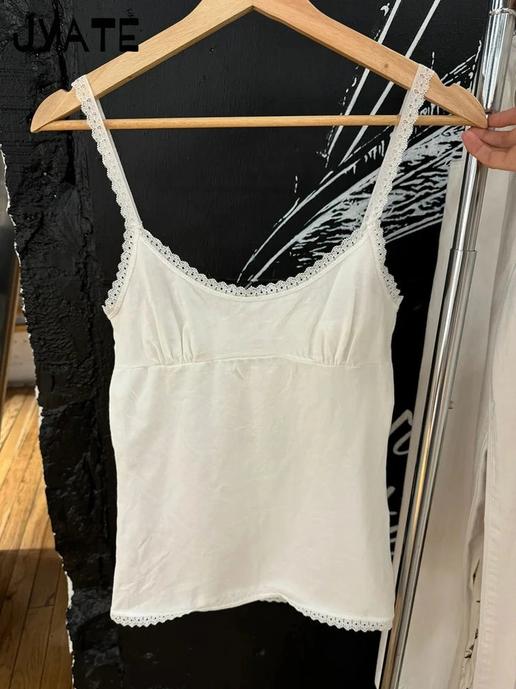 Vintage Lace Patchwork Tank Top | Sweet Y2K Summer Camisole