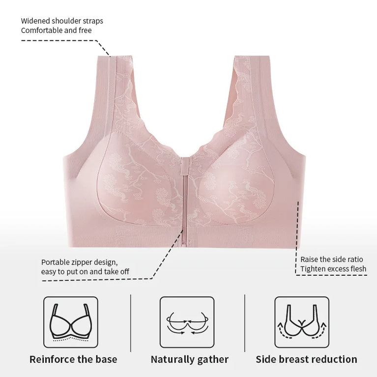 Post-Mastectomy Front-Zipper Bra – Seamless Wireless Recovery Support