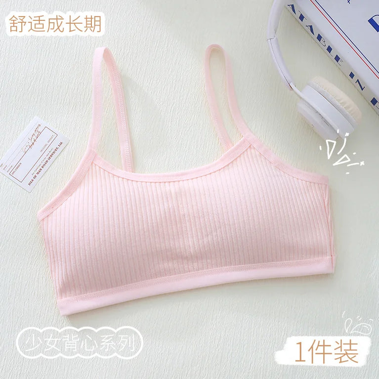 Ribbed Cotton Training Bra | Soft Girls' Sports Vest