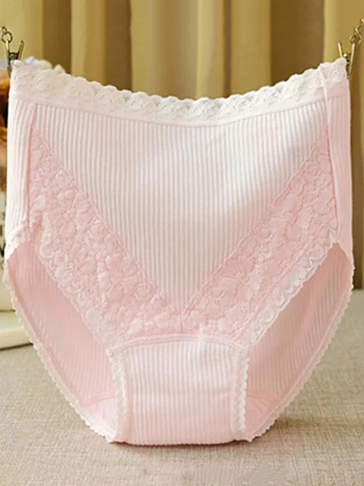 High-Waist Cotton Briefs | Seamless Lace-Trim Panties