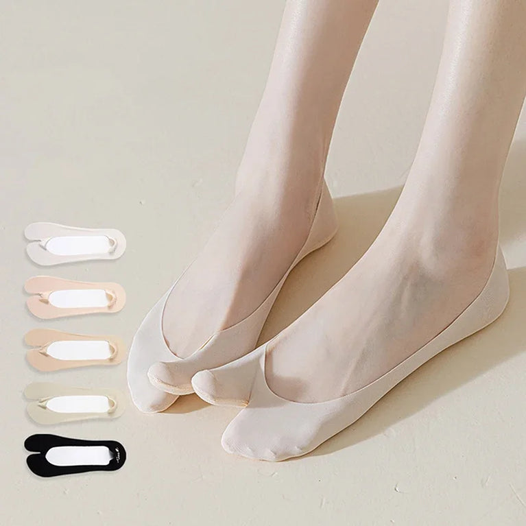 Women Ultra Thin Split Toe Invisible Boat Ankle Socks Summer