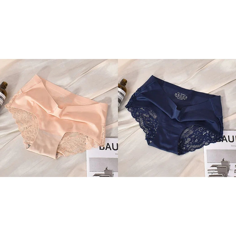 Silk-Satin Lace Briefs | Sexy Seamless Plus Size Lingerie