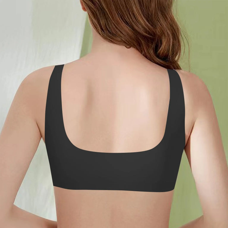 Lace Front-Buckle Vest Bra – Seamless Wireless "Gather" Support