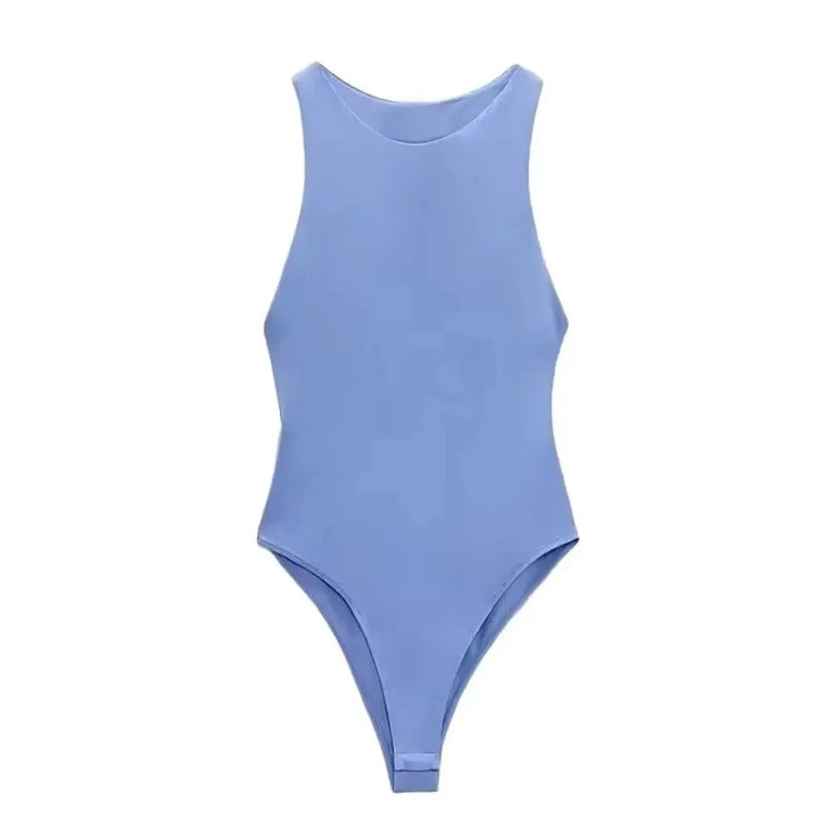 Halter Neck Skinny Bodysuit | Sexy Sleeveless Snap-Button Playsuit