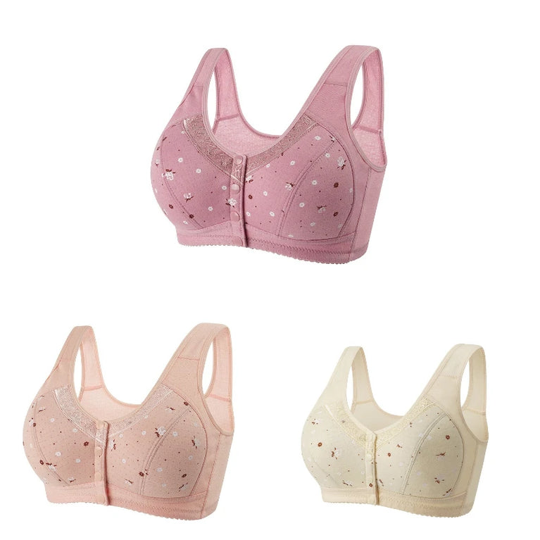 Front-Closure Seamless Bra Set – Wireless Sexy Lace Support