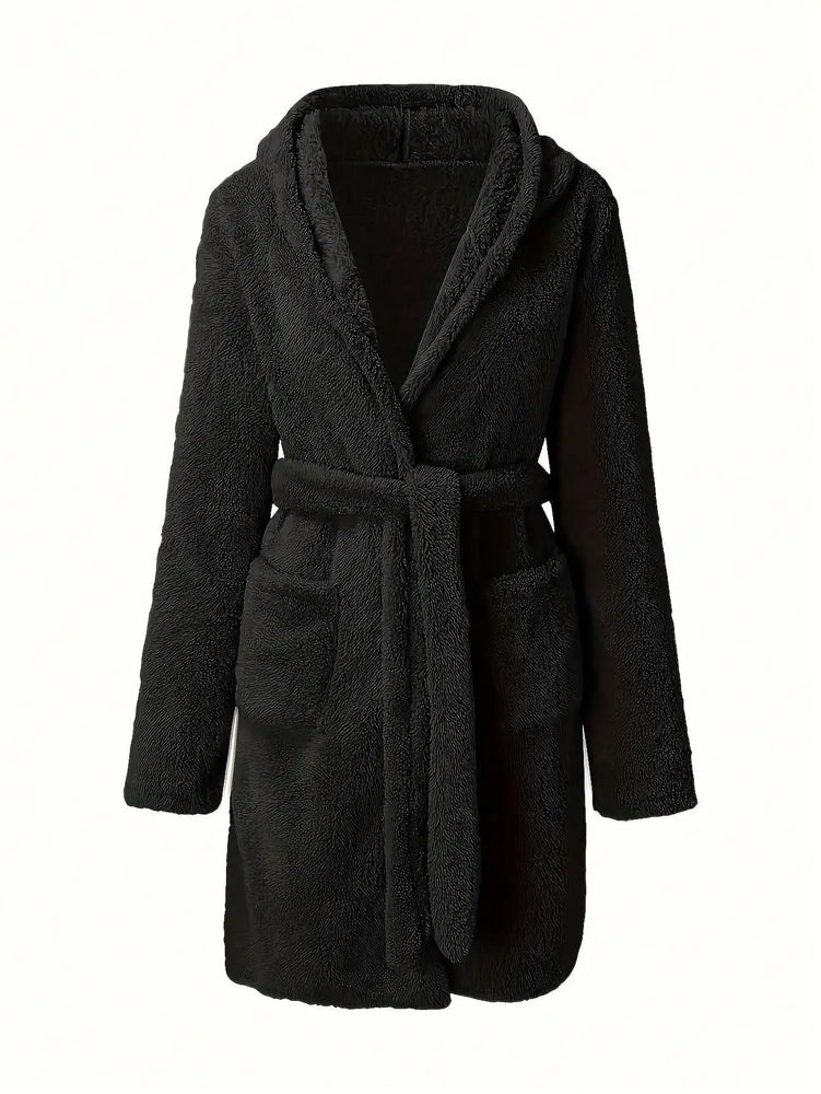 Women’s Thick Hooded Fleece Robe | Cozy Winter Bathrobe