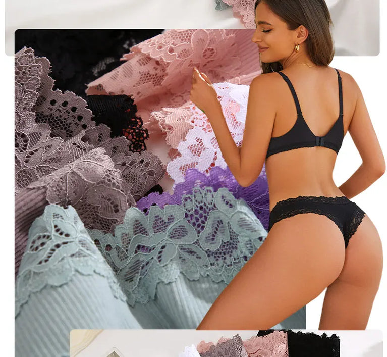 Lace-Trim Cotton Bikini – Low-Rise Comfort Knickers