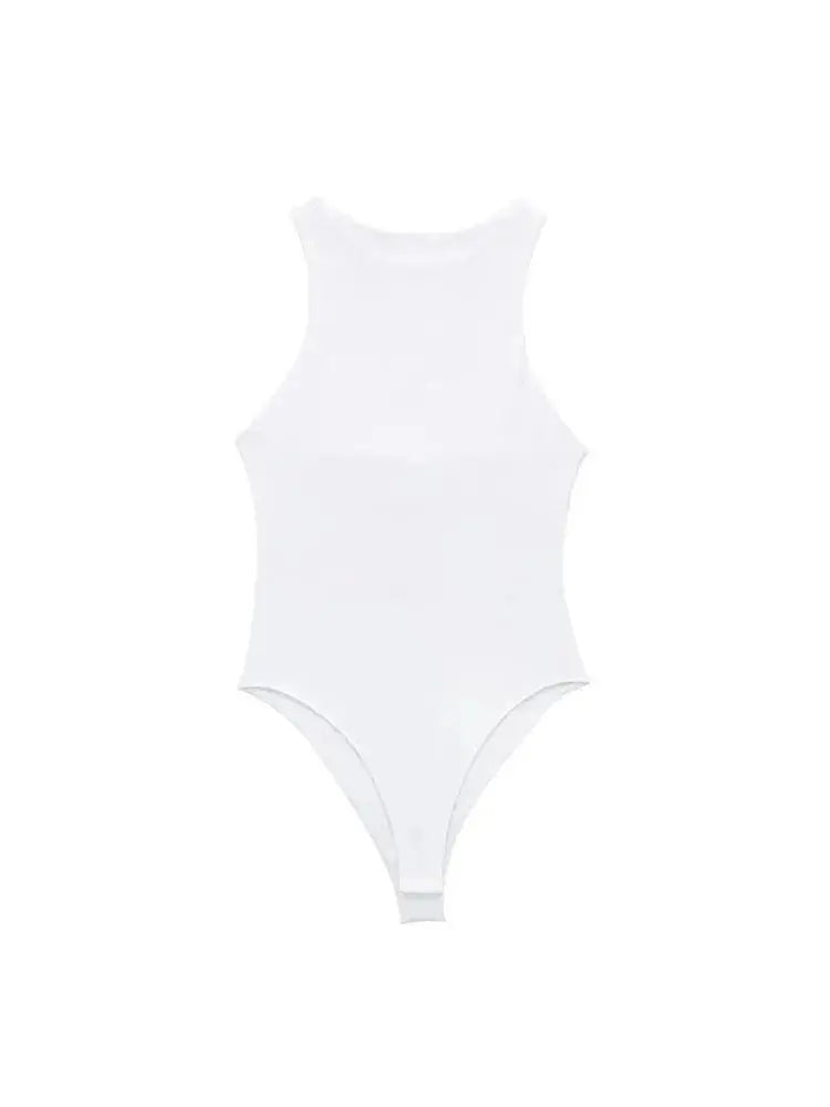 Halter Neck Skinny Bodysuit | Sexy Sleeveless Snap-Button Playsuit