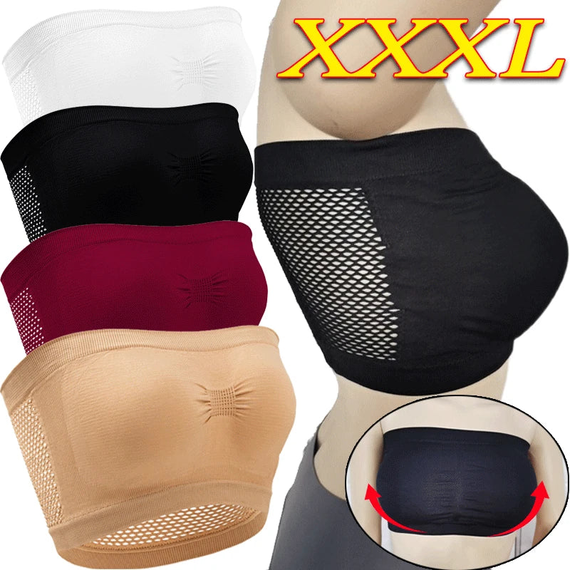 Breathable Mesh Tube Bra | Seamless Strapless Bandeau Top
