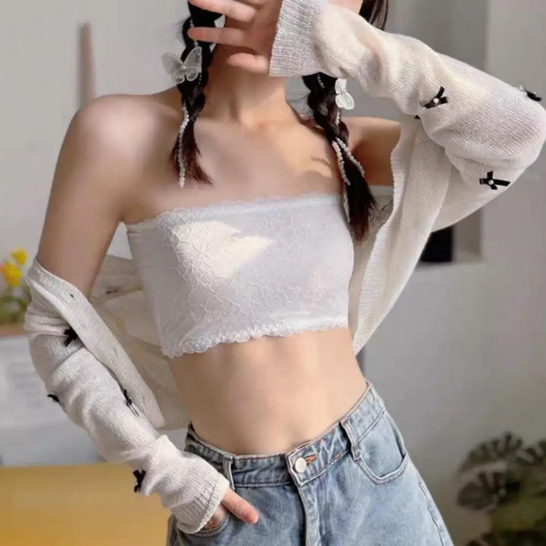 Sexy Lace Bandeau | Seamless Strapless Wrap Chest Top