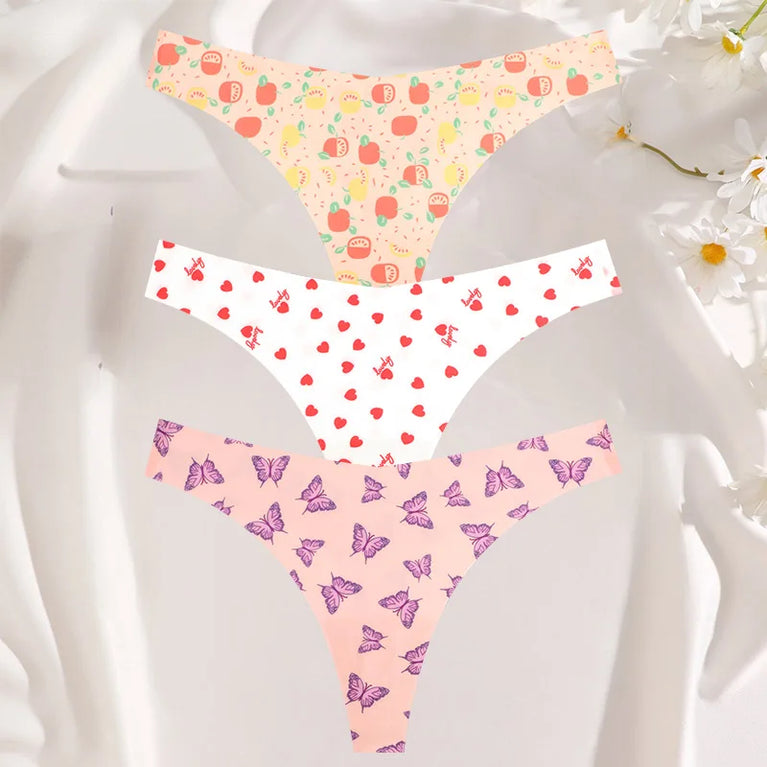 3-Pcs Sexy Colorful G-String Set – Seamless Low-Rise Bikini Thongs for Women (S-XL)