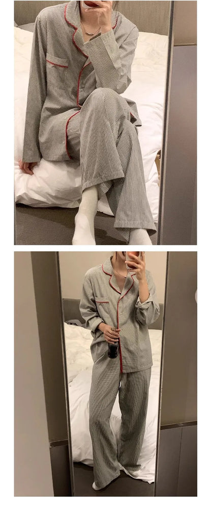 Women’s Soft Striped Pajama Set | Long Sleeve & Trousers