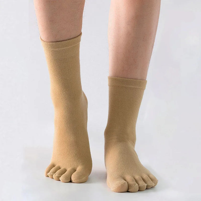 Women Cotton Five Toe Breathable Middle Tube Casual Socks