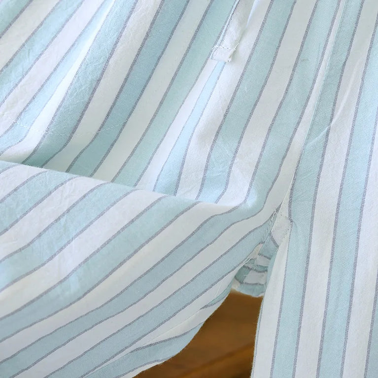 Cotton Gauze Pants | Striped Home Trousers