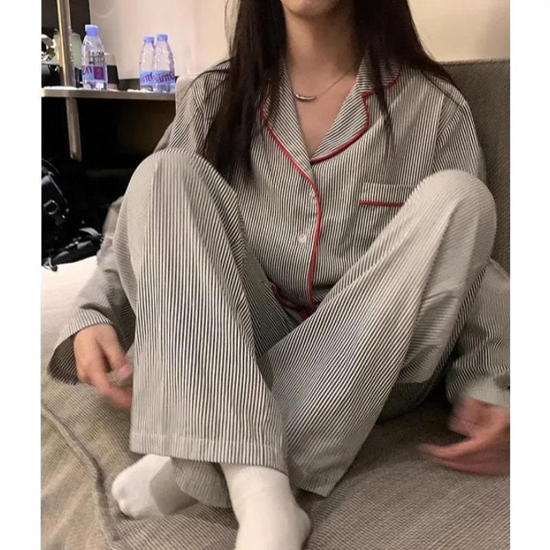 Women’s Soft Striped Pajama Set | Long Sleeve & Trousers