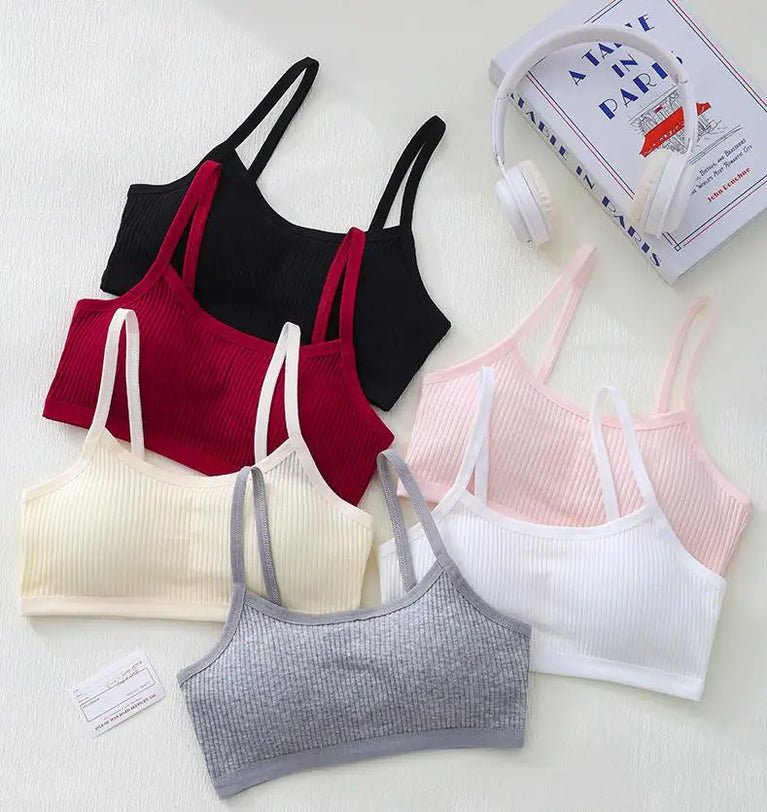 Ribbed Cotton Training Bra | Soft Girls' Sports Vest