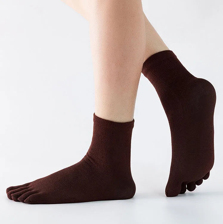 Women Cotton Five Toe Breathable Middle Tube Casual Socks