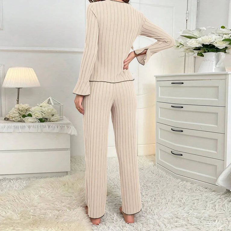 Women’s Knit Pajama Set | Long Sleeve & Ankle Length Pants