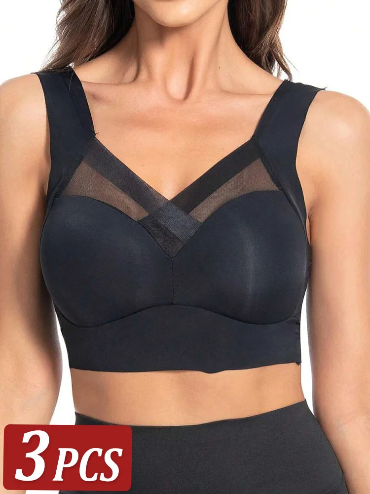 Seamless Lace Sport Bra – Wireless Push-Up Comfort